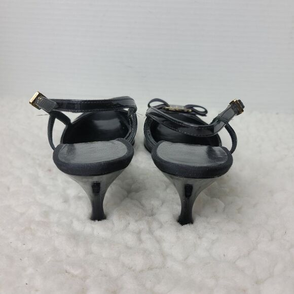 Salvatore Ferragamo Women's Slingback Sandals Sz 7.5 AA Patent Leather Peep Toe - Picture 4 of 9